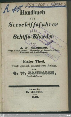 1: Handbuch für Seeschiffsführer und Schiffs-Rheder