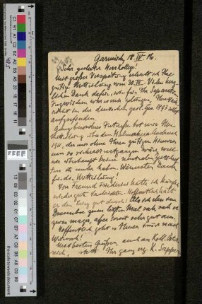 Postkarte an Arthur Wichmann