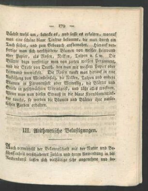 III. Arithmetische Belustigungen.