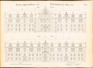Archiv- und Bibliotheksgebäude, Hannover: Nord-, Südansicht 1:100