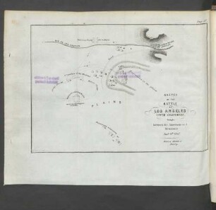 Sketch of the Battle de Los Angeles upper California fought between the Americans and Mexicans Jan. 9th 1847.