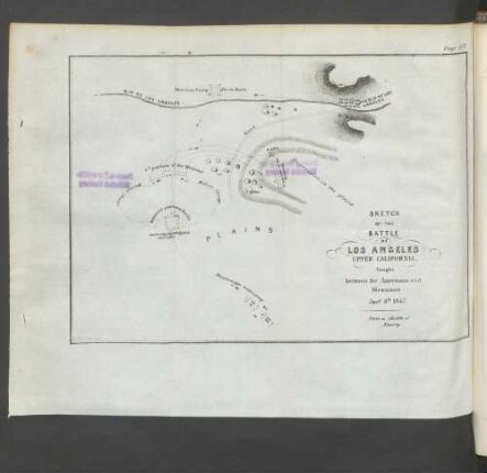 Sketch of the Battle de Los Angeles upper California fought between the Americans and Mexicans Jan. 9th 1847.