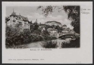 222, Gruss aus Tübingen. Schloss mit Alleenbrücke.