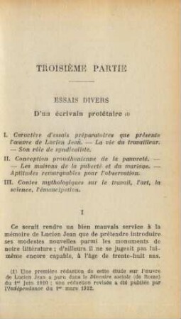 Troisième Partie - Essais Divers