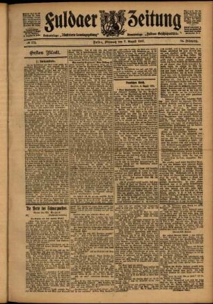 Erste Ausgabe vom Mittwoch, den 07. August 1907.