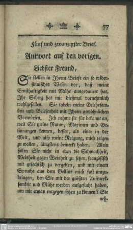 Fünf und zwanzigster Brief. Antwort auf den vorigen