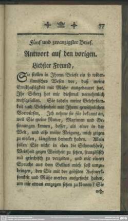 Fünf und zwanzigster Brief. Antwort auf den vorigen