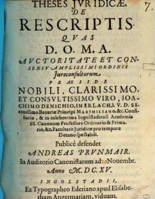 Theses Iuridicae De Rescriptis