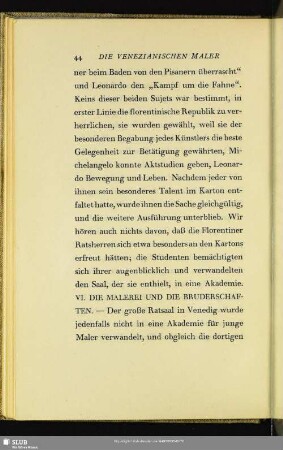 VI. Die Malerei Und Die Bruderschaften