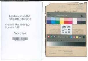 Entnazifizierung Karl Galen , geb. 16.10.1907 ()