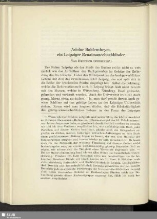 Adolar Baldensheym, ein Leipziger Renaissancebuchbinder