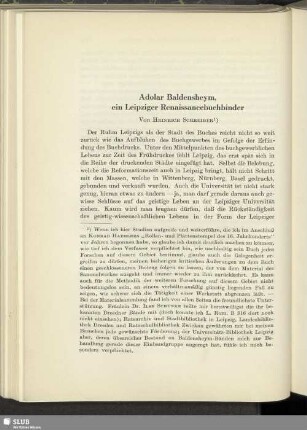 Adolar Baldensheym, ein Leipziger Renaissancebuchbinder