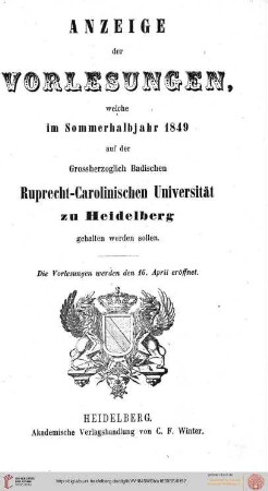 Sommersemester 1849