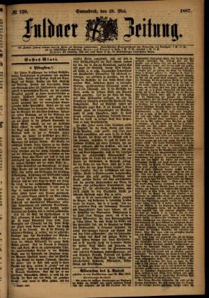 Ausgabe vom Samstag, den 28. Mai 1887.