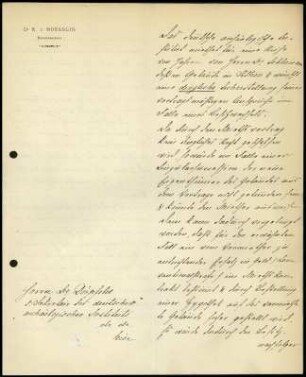 Brief von v. Hoesslin an Dörpfeld