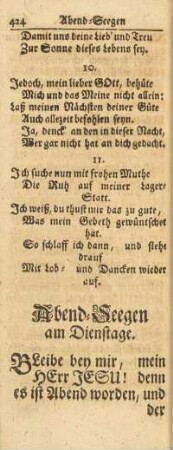 Abend-Seegen am Dienstage
