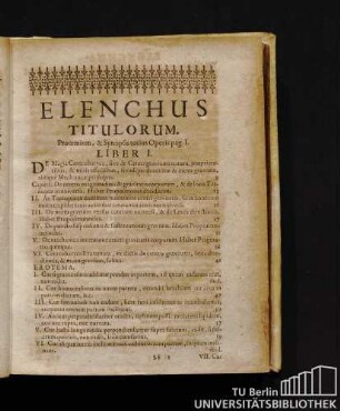 Elenchus Titulorum. Prooemium, & Synopsis totius Operis. Liber I - Liber IX.