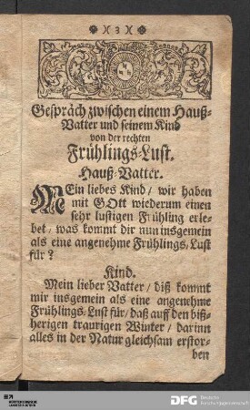 Gespräch zwischen einem Hauß-Vatter und seinem Kind von der rechten Frühlings-Luft.