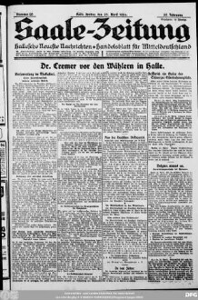 Saale-Zeitung : allgemeine Zeitung für Mitteldeutschland ; Hallesche neueste Nachrichten