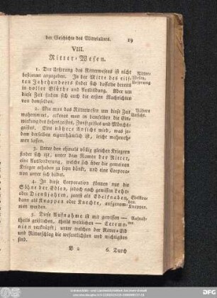 VIII. Ritter-Wesen.