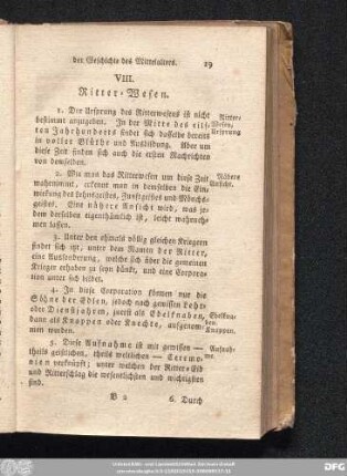 VIII. Ritter-Wesen.