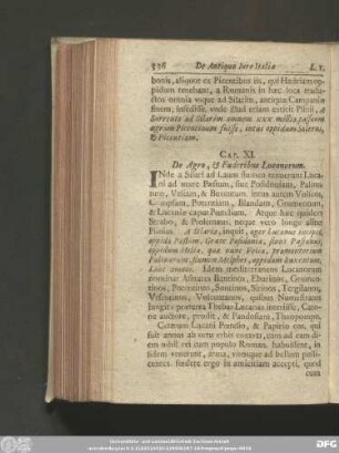 Cap. XI. De Agro, & Foederibus Lucanorum.