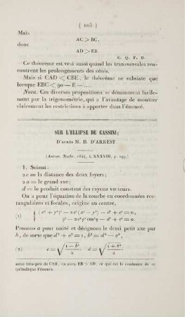 Sur l'ellipse de Cassini.