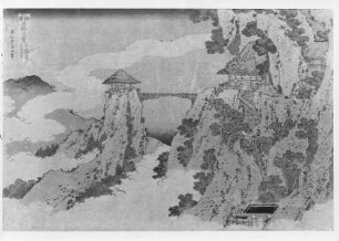 Häuser auf Felsen mit Brückensteg