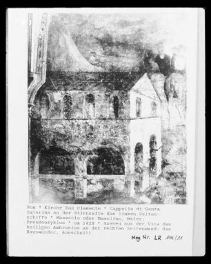 Freskenzyklus mit Szenen aus dem Leben der Heiligen Katharina und des Heiligen Ambrosius, sowie der Darstellung der Kreuzigung Christi — Szenen aus dem Leben des Heiligen Ambrosius — Der Heilige Ambrosius rettet das brennende Haus eines reichen Römers