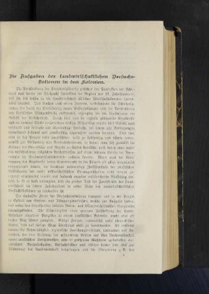 Die Aufgaben der landwirtschaftlichen Versuchsnationen in den Kolonien.