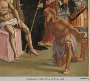 Kreuzabnahme Christi mit Engeln und Heiligen