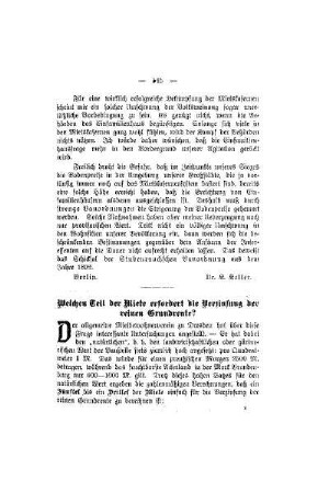 Welchen Teil der Miete erfordert die Verzinsung der reinen Grundrente?