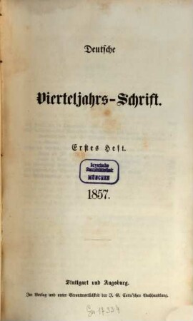 Deutsche Vierteljahrs-Schrift. 1857,1/2