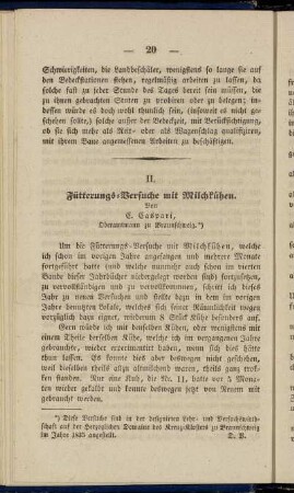 II. Fütterungs-Versuche mit Milchkühen