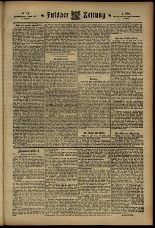 Zweite Ausgabe vom Donnerstag, den 01. August 1912.