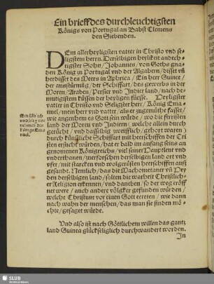 brieff des durchlechtigsten Königs von Portugal