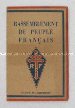 Mitgliedskarte der Bewegung "Rassemblement du Peuple Francais"