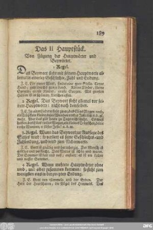 Das II Hauptstück. Von Fügung der Hauptwörter und Beywörter.