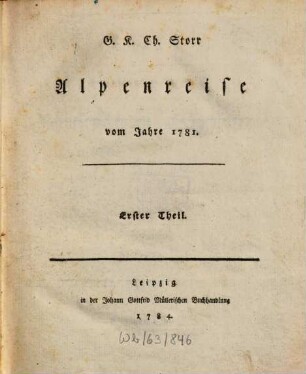 Alpenreise : vom Jahre 1781, 1