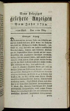 23tes Stück. Den 21ten März.