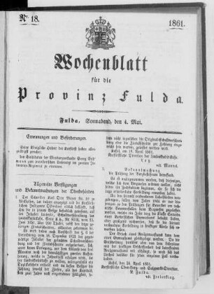 Nr. 18, Ausgabe vom 4. Mai 1861