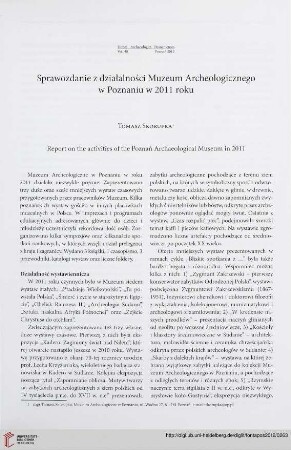 Sprawozdanie z działalności Muzeum Archeologicznego w Poznaniu w 2011 roku