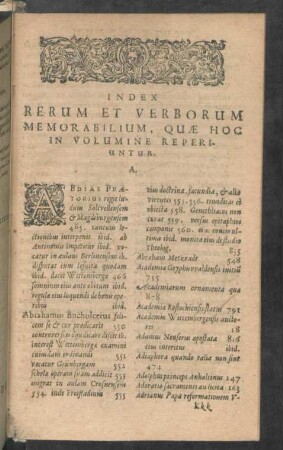 Index rerum et verborum memorabilium