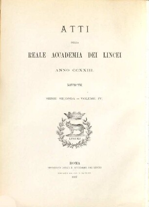 Atti della Accademia Nazionale dei Lincei. 4. 1875/76 (1887)