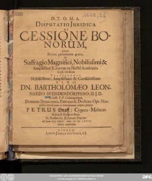 Disputatio Iuridica De Cessione Bonorum