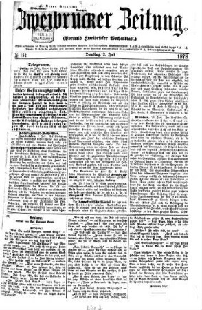 Zweibrücker Zeitung. 1878, 1878, 7 - 12
