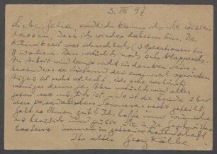 Brief von Georg Kolbe an Julia Hauff