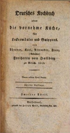 Deutsches Kochbuch für Leckermäuler und Guippees. 2