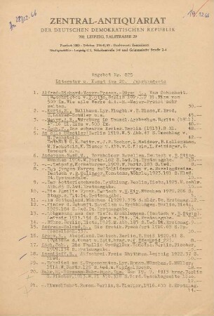 Nr. 825: Literatur u. Kunst des 20. Jahrhunderts