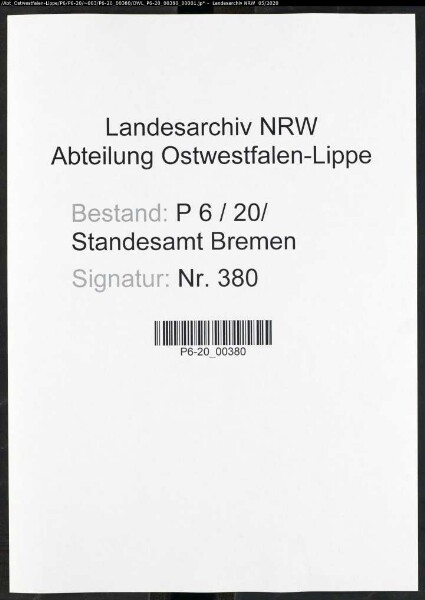Sterberegister Standesamt Bremen
